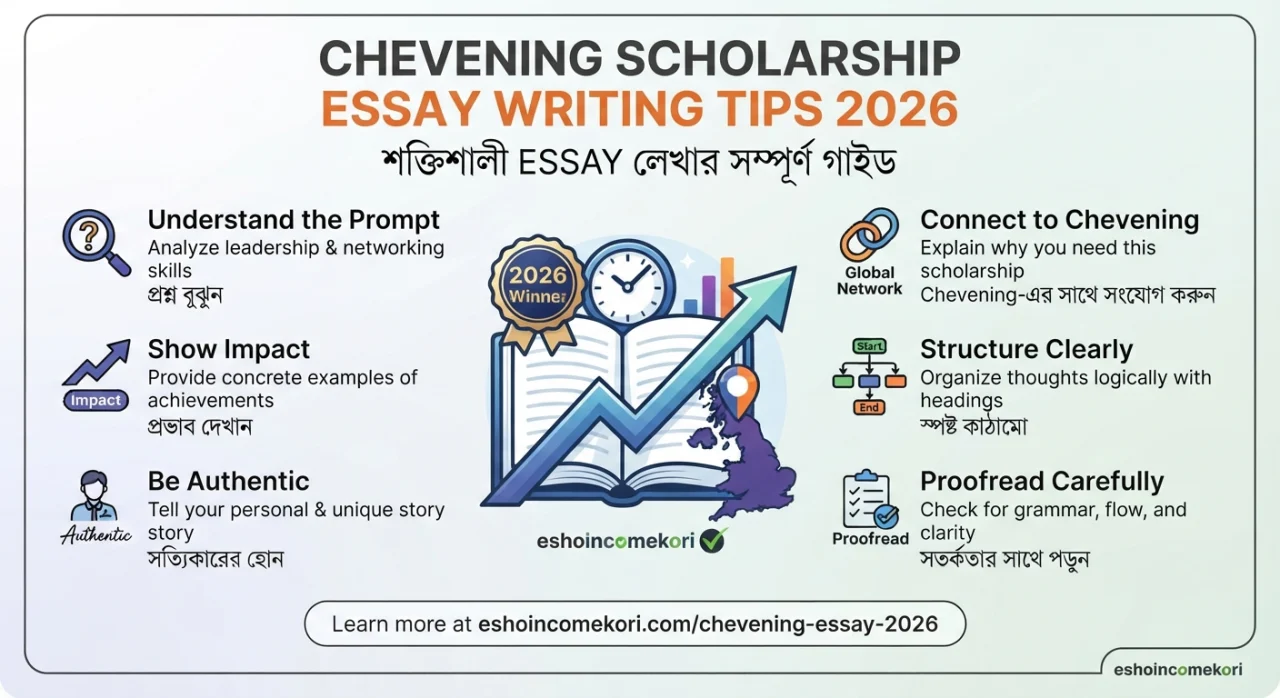 Chevening Scholarship Essay Writing Tips 2026 – শক্তিশালী Essay লেখার সম্পূর্ণ গাইড