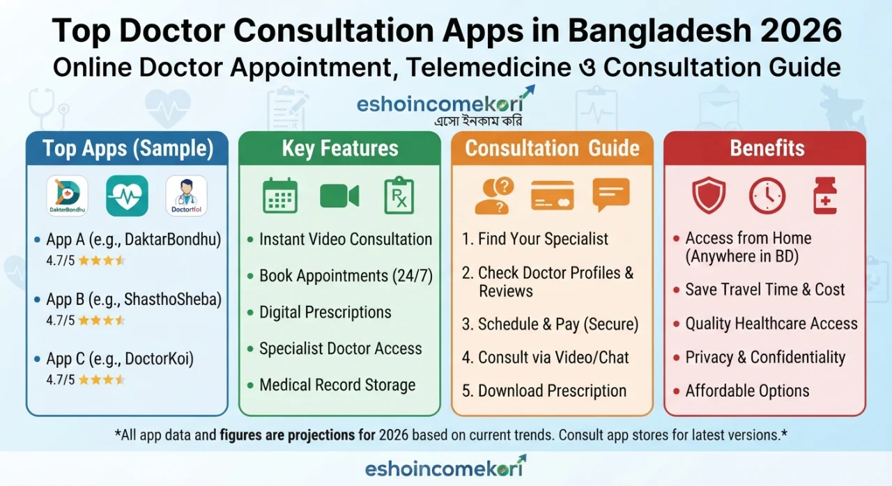 Top Doctor Consultation Apps in Bangladesh 2026 – Online Doctor Appointment, Telemedicine ও Consultation Guide