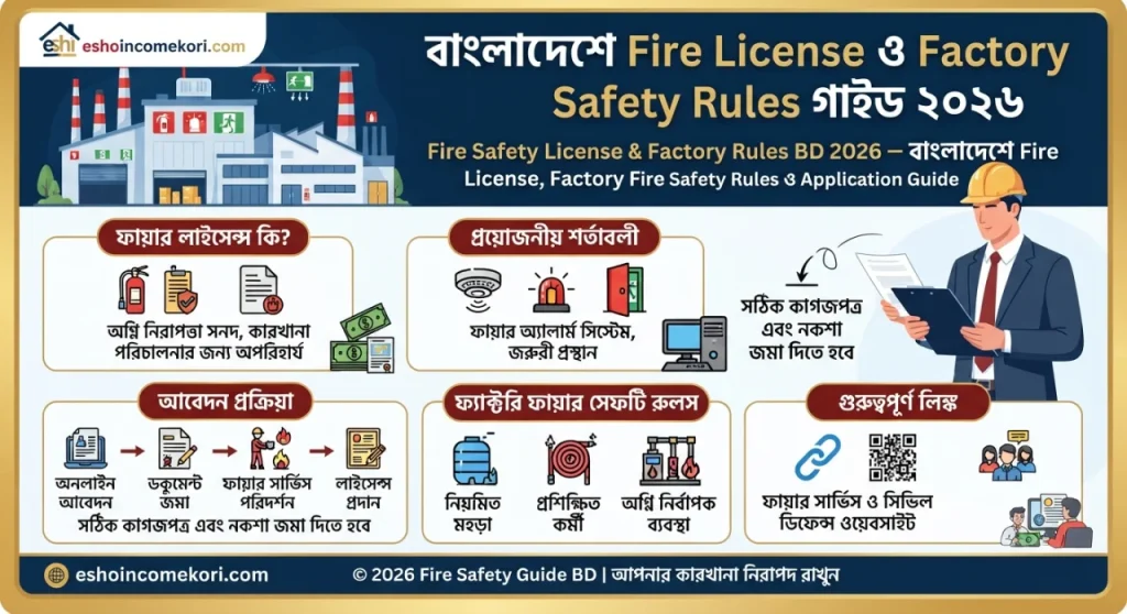 Fire Safety License & Factory Rules BD 2026 – বাংলাদেশে Fire License, Factory Fire Safety Rules ও Application Guide