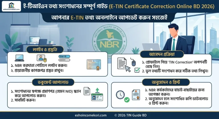 E-TIN Certificate Correction Online BD 2026 – ই-টিআইএন তথ্য সংশোধনের সম্পূর্ণ গাইড