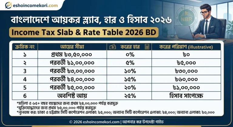 Income Tax Slab & Rate Table 2026 BD – বাংলাদেশে আয়কর স্ল্যাব, হার ও হিসাব