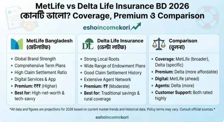 MetLife vs Delta Life Insurance BD 2026 – কোনটি ভালো? Coverage, Premium ও Comparison